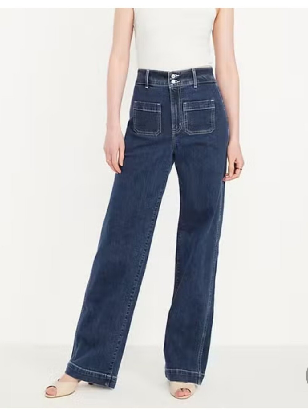 Old Navy Sky High Mariner  Wide-Leg Jeans Dark Blue SZ 2 Tall